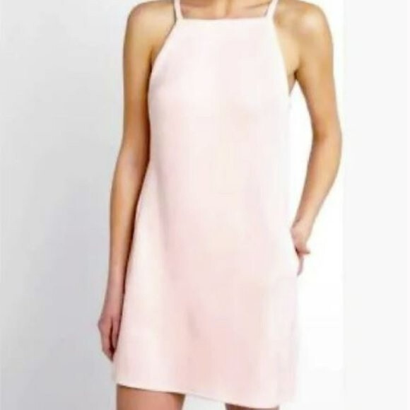 JACK by BB DAKOTA Small Pink Square Neckline Mini Dress Sleeveless Faux Suede - Picture 1 of 8